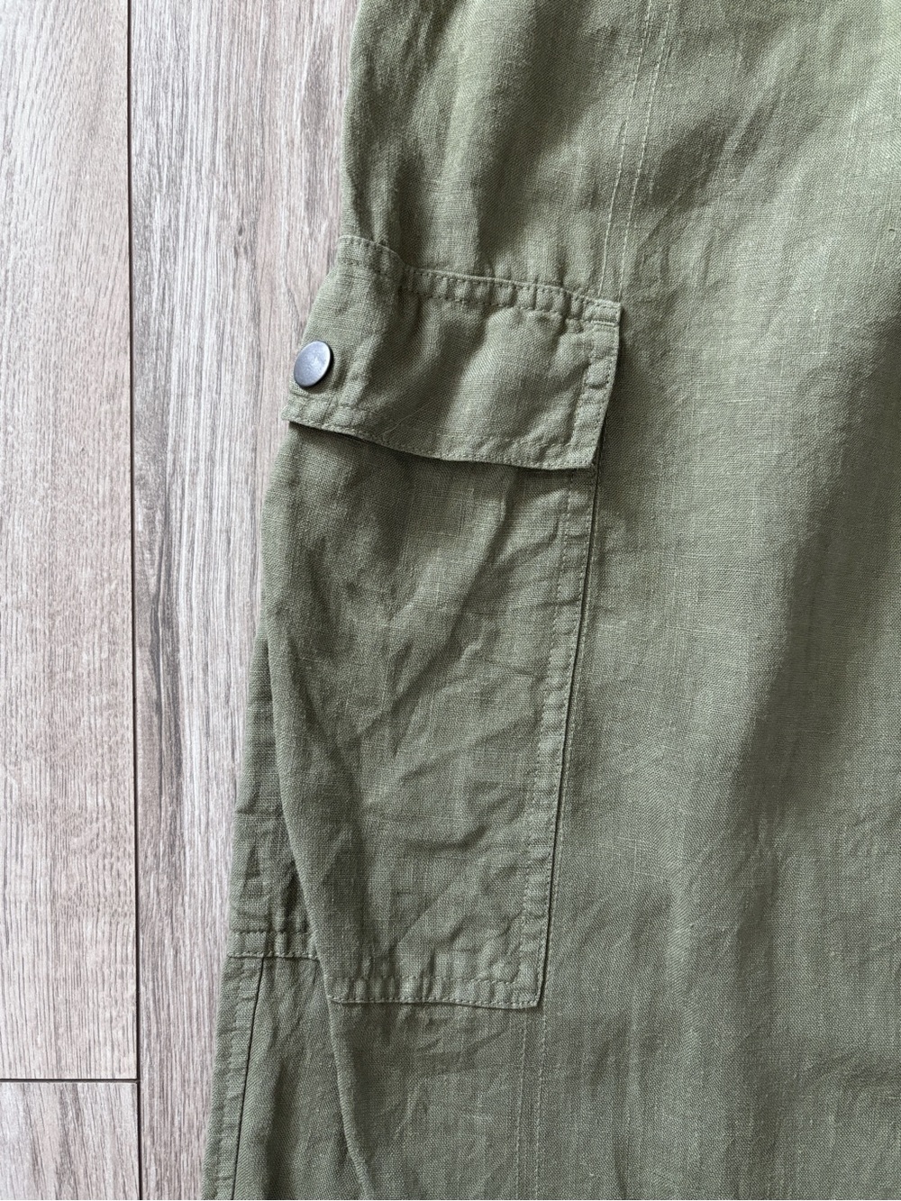 C&C California Linen Wide Leg Cargo Pants Sage Green Earthy Lagenlook Size XL - Picture 5 of 11